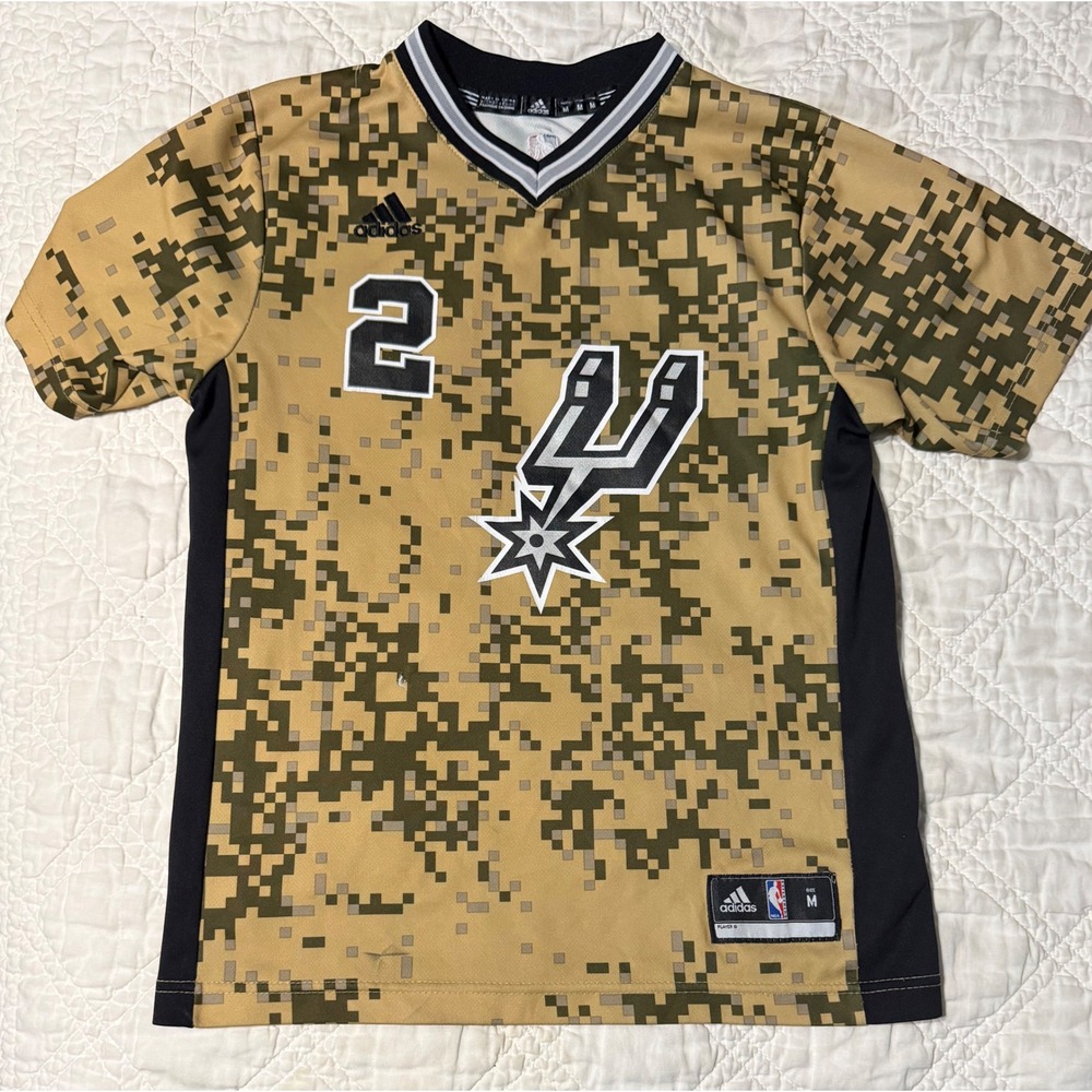 Adidas Kawhi Leonard Spurs Jersey Youth Medium military Camo NBA Basketball